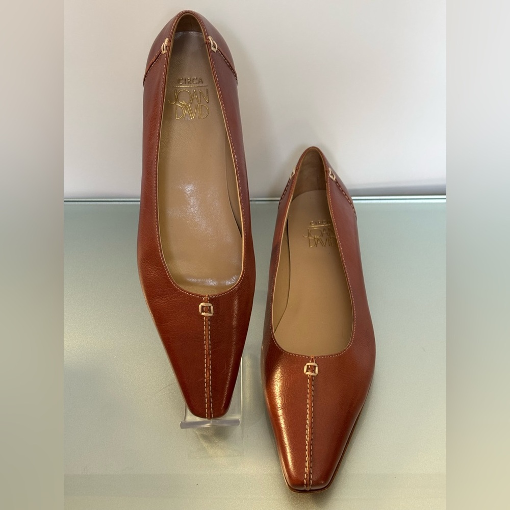 Cora Joan&David New Women's Brown Leather Pointed-Toe Flats